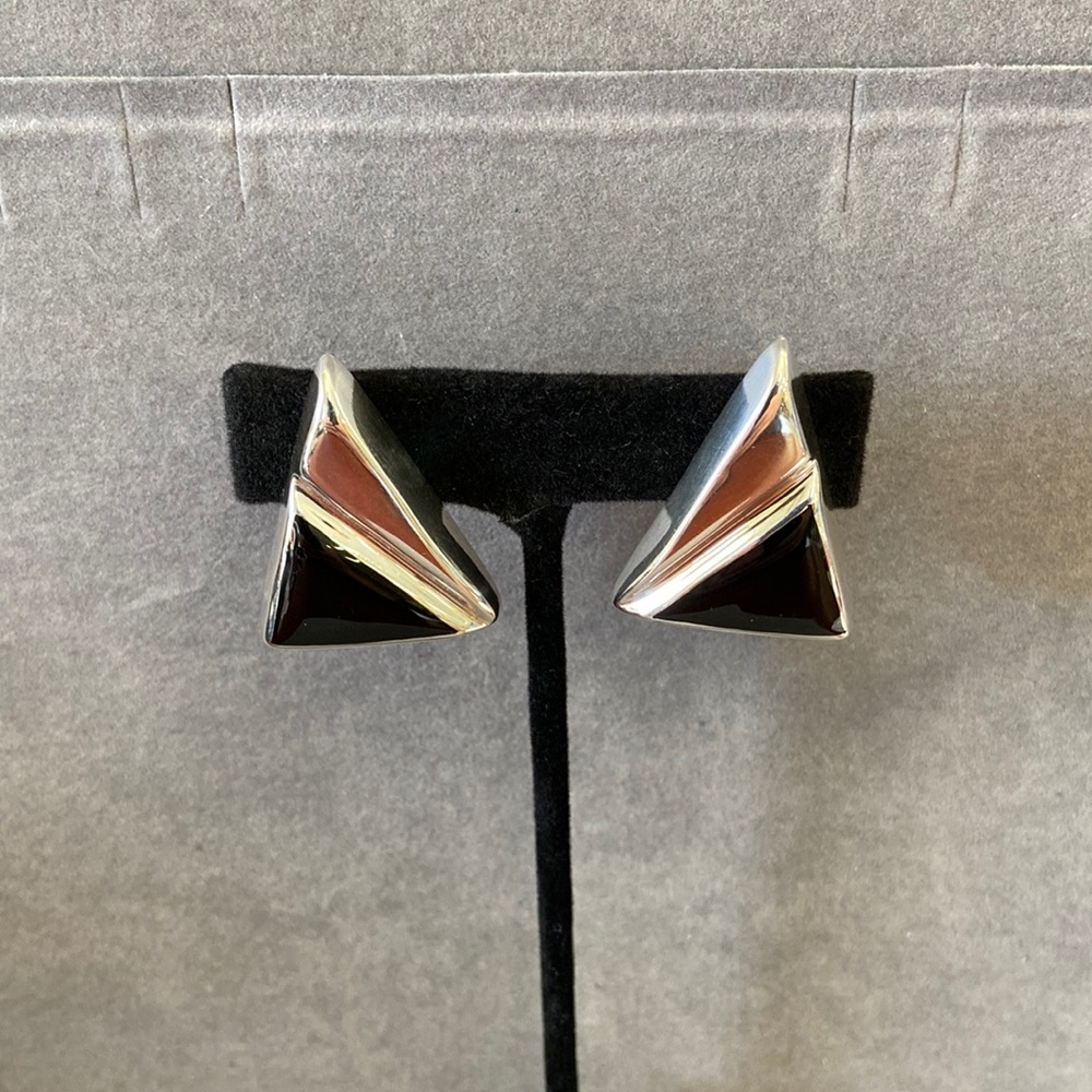 Triangle Shaped Silver (925) Mexico chunky earrings marked